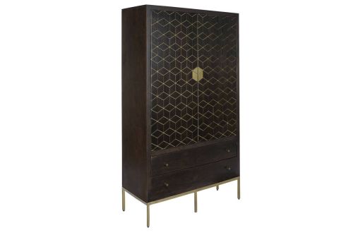 Armario de Madera de Acacia con Patas de Metal MB-207541