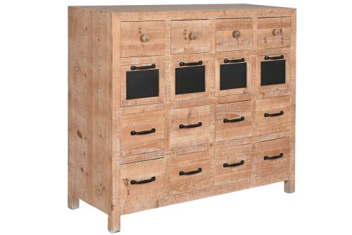 Cajonera de Abeto y Metal Natural con 16 Cajones MB-208465