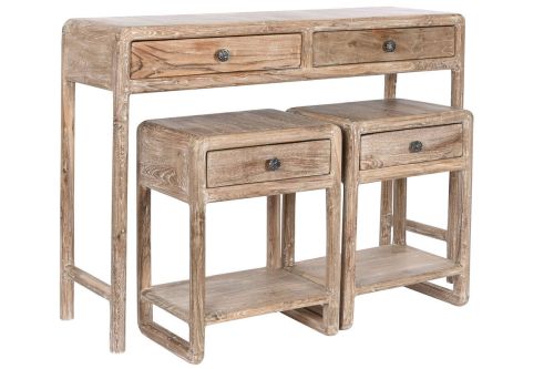 Consola con Cajones en Madera Reciclada y Teca MB-208877