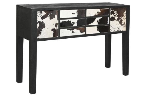 Consola de Madera de Mango con Piel Vaca MB-208897