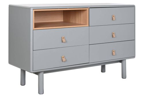 Cómoda Estructura de MDF PU Gris con 5 Cajones MB-209010