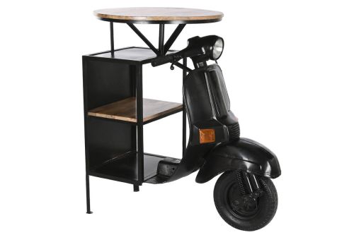 Mesa Alta Industrial de Hierro y Madera de Mango Moto Negro MB-211334