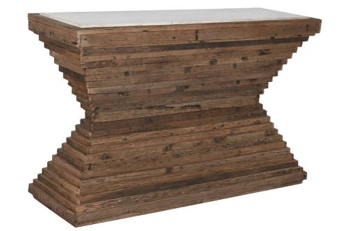 Consola de Madera Reciclada con Mármol MB-212643