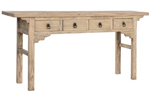 Consola de Recibidor Olmo Macizo Lacado Natural 4 Cajones MB-213714