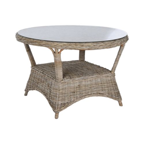 Mesa de Jardín de Ratán con Cristal Templado MB-213833