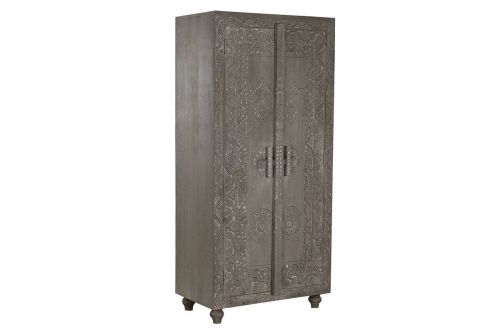 Armario de Madera Tallado Gris MB-214796