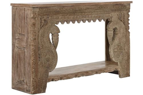 Consola de Entrada Tallada en Madera Teca y Mango MB-216511