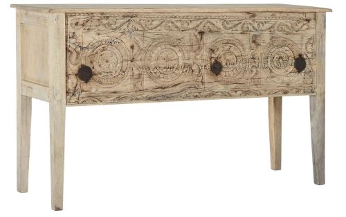 Consola Tallada en Madera Natural TECA MANGO MB-216542