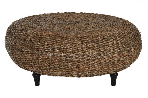 Mesa de Centro de Fibra Natural con Patas de Madera MB-217106