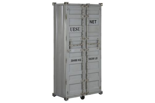 Botellero Industrial Metal y MDF Container Gris MB-217355