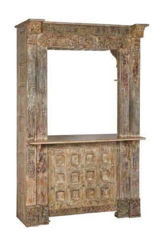 Mueble Bar de Teca Tallada Natural MB-217957