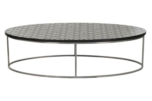 Mesa de Centro Rectangular de Taracea de Hueso y Metal MB-217977