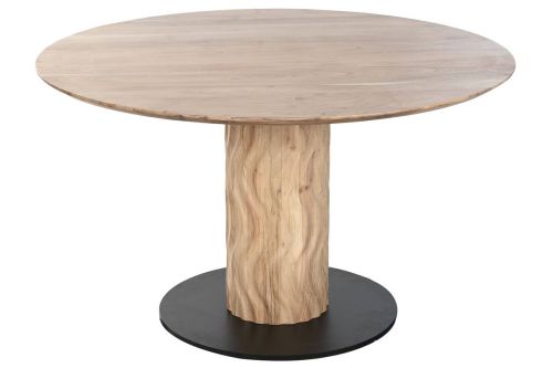 Mesa de Comedor Redonda de Acacia con Base de Metal MB-219462