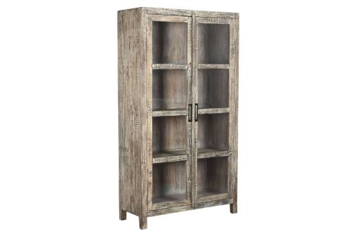 Vitrina Estructura de Madera Reciclada con Acabado Decapé Blanco MB-220532