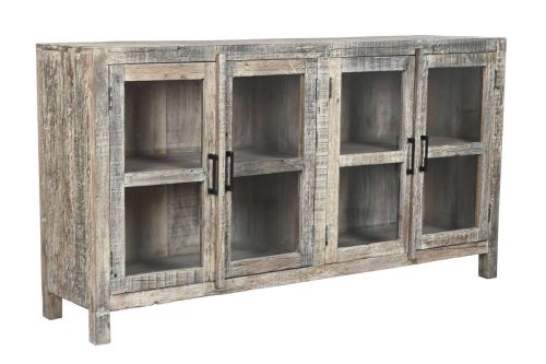 Aparador Estructura de Madera Reciclada Decapé Blanco 170 cm MB-220533