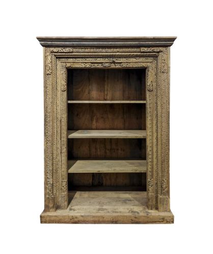 Estantería de Teca Tallada Natural 3 Estantes MB-220540