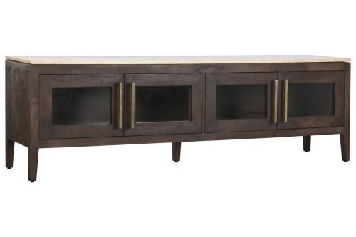 Mueble TV de Mango con Mármol Travertino 180 cm MB-220593