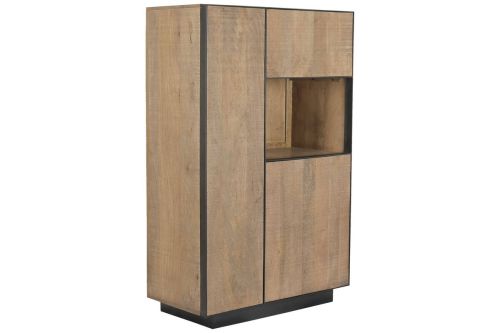 Vitrina de Madera de Mango y Cristal con Estantes MB-221963
