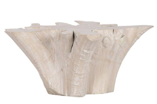 Mesa de Centro de Raíz de Teca Decapé Blanco 90 cm MB-223004