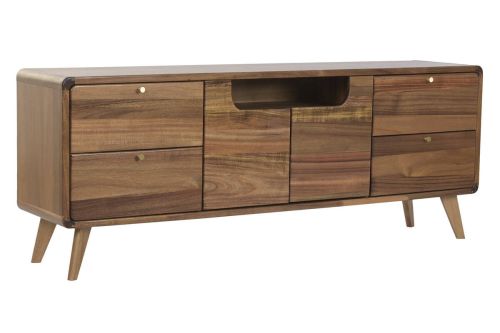 Mueble TV de Acacia y Metal con Cajones y Puertas MB-223071