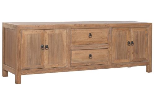 Mueble TV de Madera Reciclada y Madera de Olmo con Puertas MB-223076
