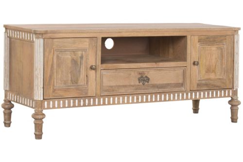 Mueble TV de Madera de Mango con Puertas y Cajón MB-223081