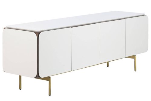 Mueble TV de Madera y MDF Gris con Puertas Talladas MB-223233