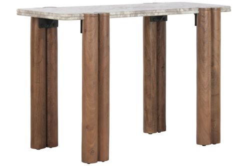 Consola de Madera de Mango y Mármol Marrón MB-223562