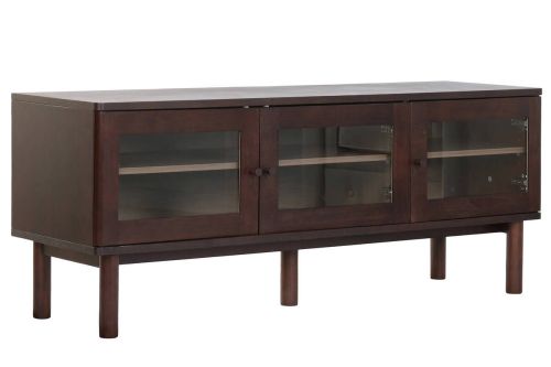 Mueble TV de MDF con Puertas de Cristal Marrón Oscuro MB-224129