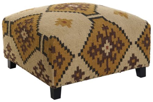 Reposapiés Tapizado en Lana con Patas de Madera KILIM MB-216490