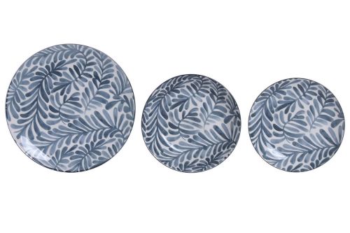 Vajilla de Porcelana 18 Piezas Diseño de Hojas Color azul PC-228231