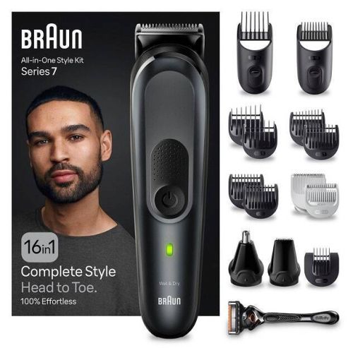 Cortapelo Barbero 16 en 1 Nariz y Orejas Recargable Resistente al Agua Color Negro BRAUN MGK7470