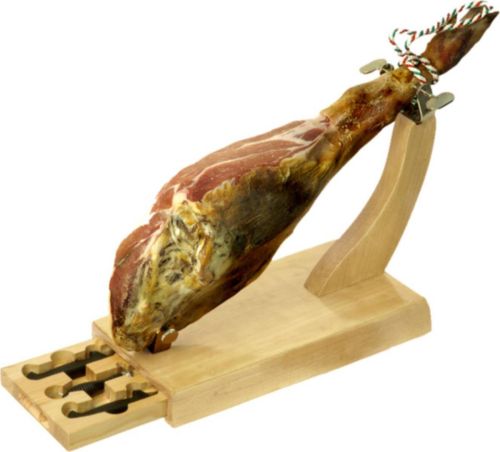 Soporte Jamonero de Madera con Cajón y Set de Cuchillos