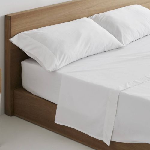 Juego de Sábanas de Algodón 500 hilos Blanco 150 cm TELIA HOME