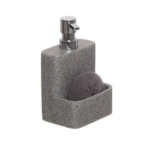 Dispensador de jabón con estropajo gris 2684213