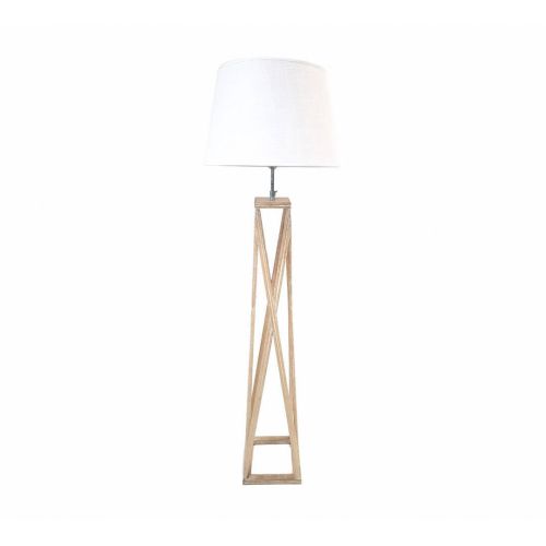 Lámpara de Pie de Madera Natural con Pantalla Blanca PIKE 51-204