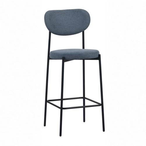 Taburete Alto con Asiento Tapizado en Azul MAUI 30-152