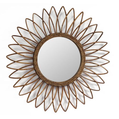 Espejo Decorativo de Ratán Circular de Fibras Naturales 11-144
