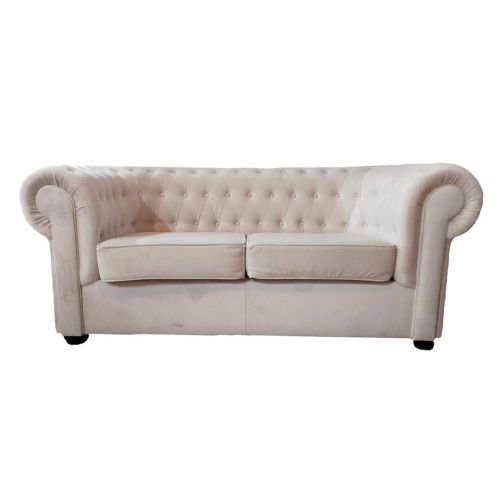 Sofá Chester 3 plazas de Terciopelo Capitoné Color Beige 29-23