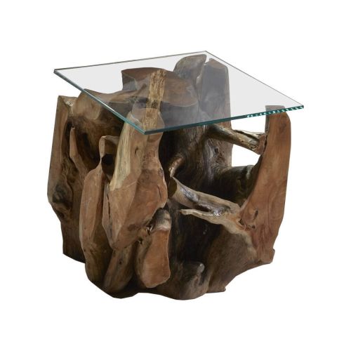 Mesa Auxiliar con Forma de Raíz de Árbol y Superficie de Vidrio 32-124