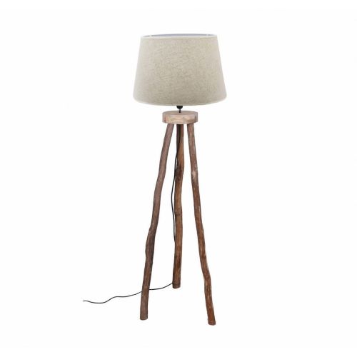 Lámpara de Pie MILETO Patas Forma trípode de Madera Natural y Pantalla Beige 32-218