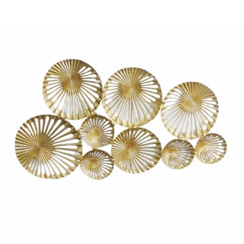 Panel Decorativo para Pared de Círculos de Metal Dorado 44-1235