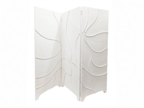 Biombo de Madera Blanco 180x182 cm con Relieve de Líneas Onduladas 42-364