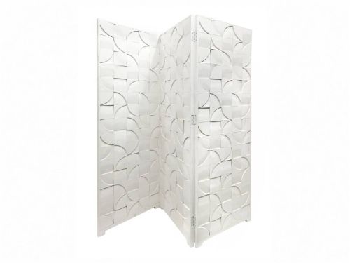 Biombo Tallado Blanco 180x182 cm con Relieve a Distintas Profundidades 42-371
