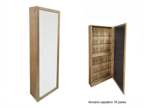 Espejo Zapatero 18 Pares 60x20x180 cm Madera Natural 33-178