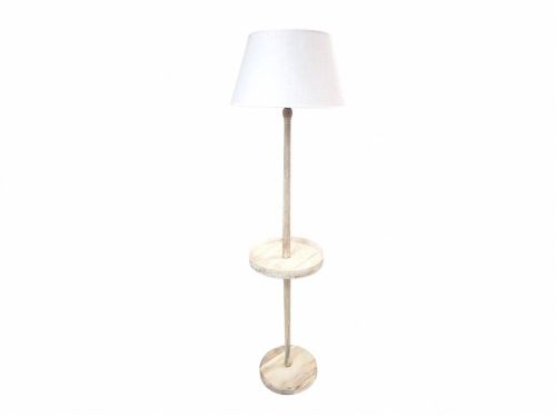 Lámpara de Pie 161 cm con Pantalla Blanca y Pie de Madera SOVAL 51-207