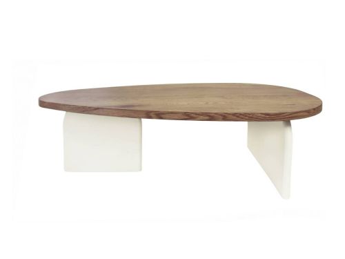 Mesa de Centro 100x60 cm Chapado Fresno y Blanco Lacado MAKALANI 39-407