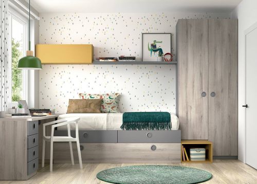 Dormitorio Juvenil con Cama Nido y Armario WHYNOT 23