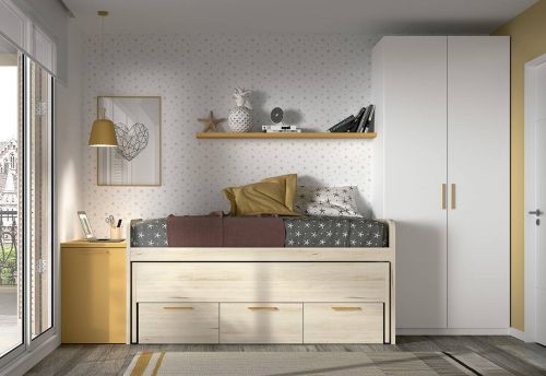 Dormitorio Juvenil con Cama Compacta y Armario WHYNOT 27
