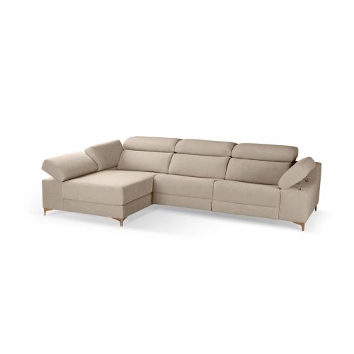 Chaiselongue Izquierda 3 Plazas 306 cm Relax Eléctrico Tapizado en Poliéster OLIMPIA